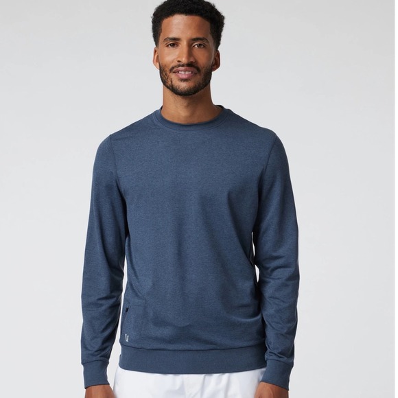 Vuori Other - Vuori Mens Ponto Performance Crew Long Sleeve Sweatshirt Azure Heather Sz Small